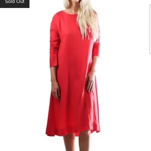 Beautiful red silky midi dress
